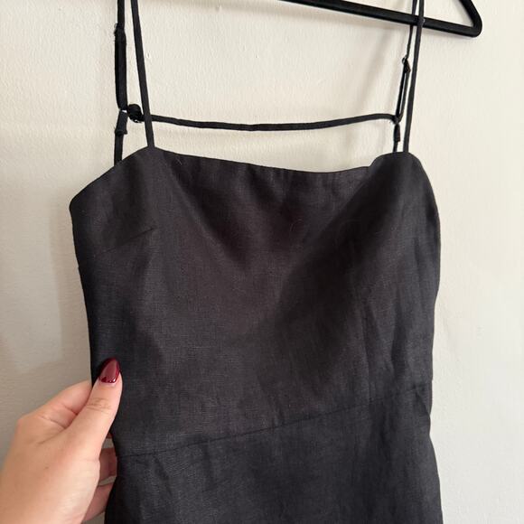 REFORMATION | Black Lenova Linen Open Back Pencil Midi Dress | Size 4 - Picture 3 of 7